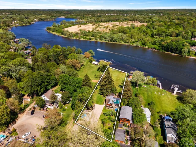 view of a lake with a mountain