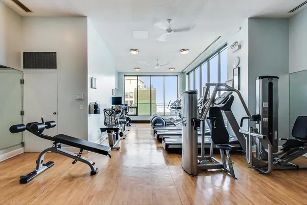 a view of a room with gym equipment