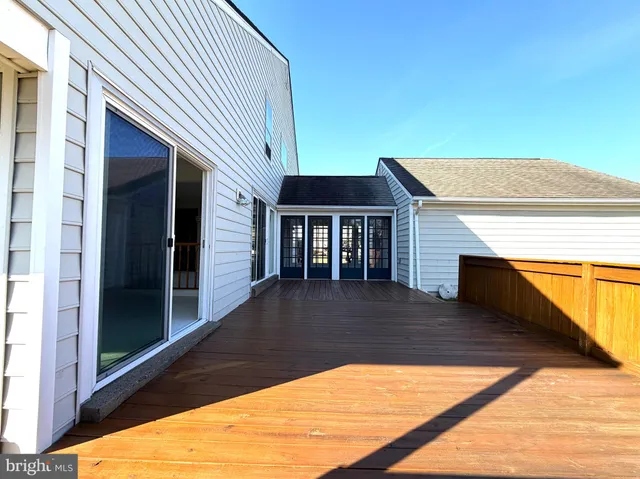 a view of a balcony with door