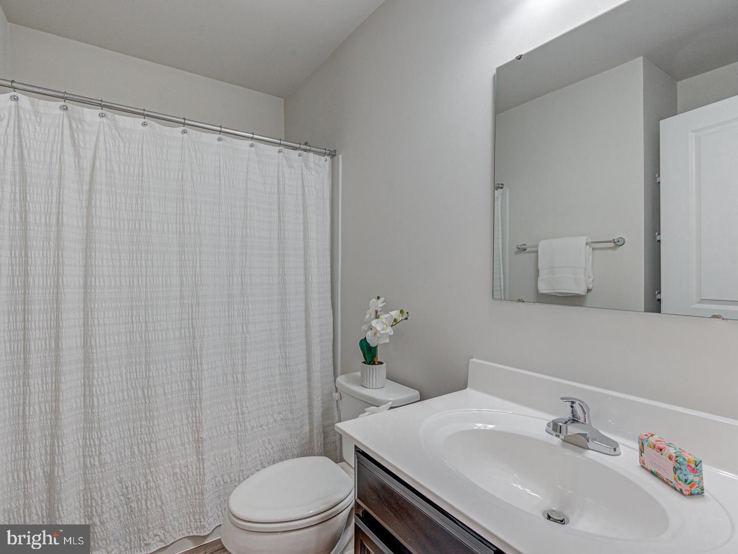 290 Sage Circle Winchester, VA 22603 - Photo 22 of 31 a bathroom with a sink a toilet and shower curtain