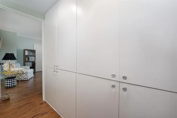 a view of a storage & utility room in wooden floor