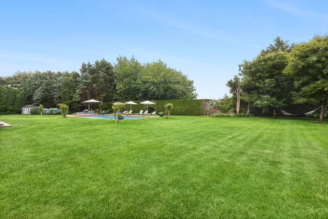 a view of field with trees in the background