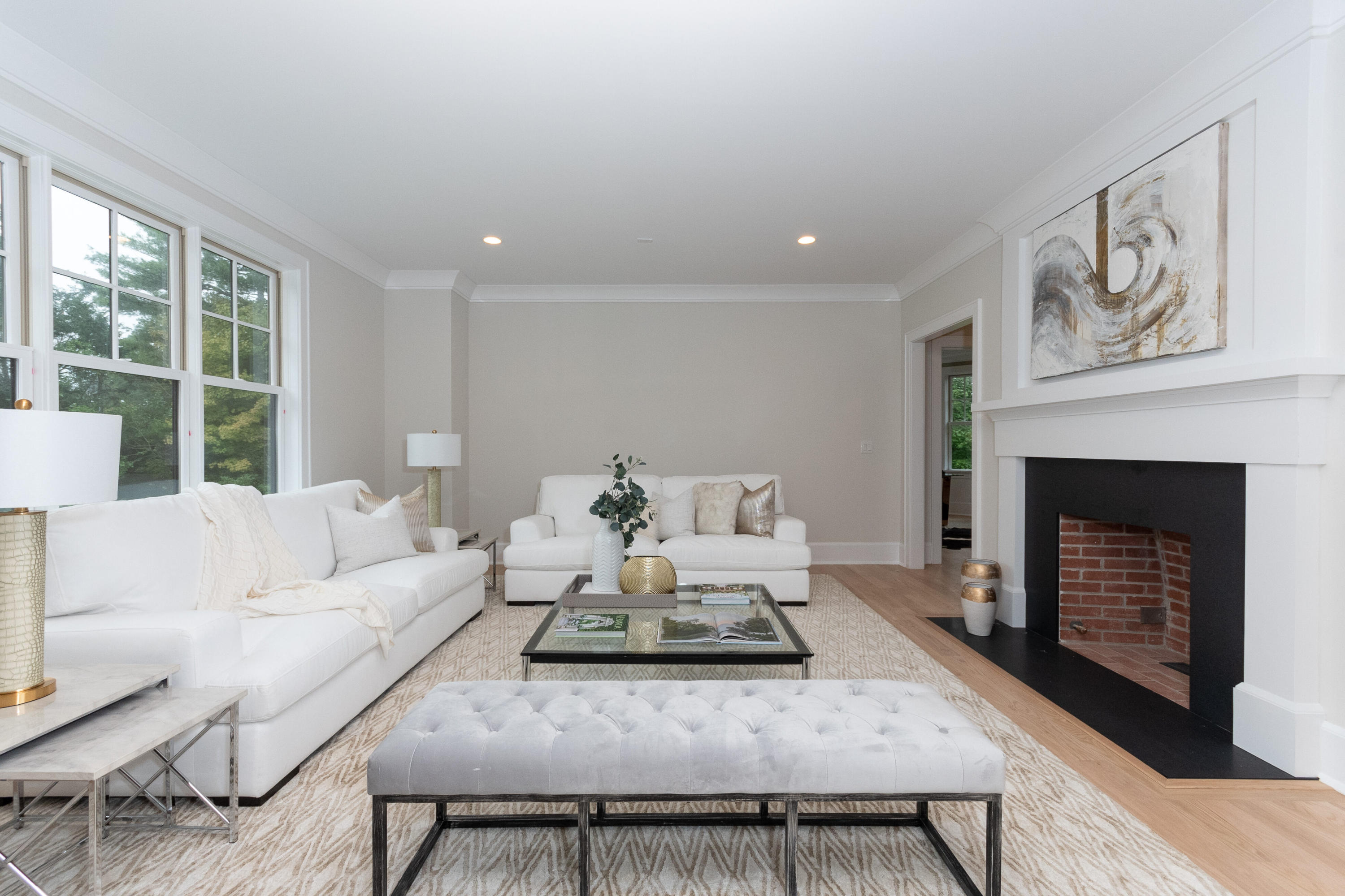 188 Brushy Ridge Road New Canaan, CT 06840 - Photo 7 of 32 a living room with furniture and a fireplace