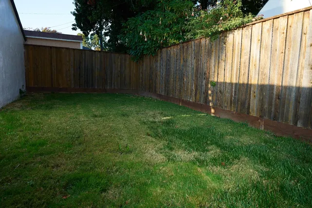 a view of backyard with tub and trees