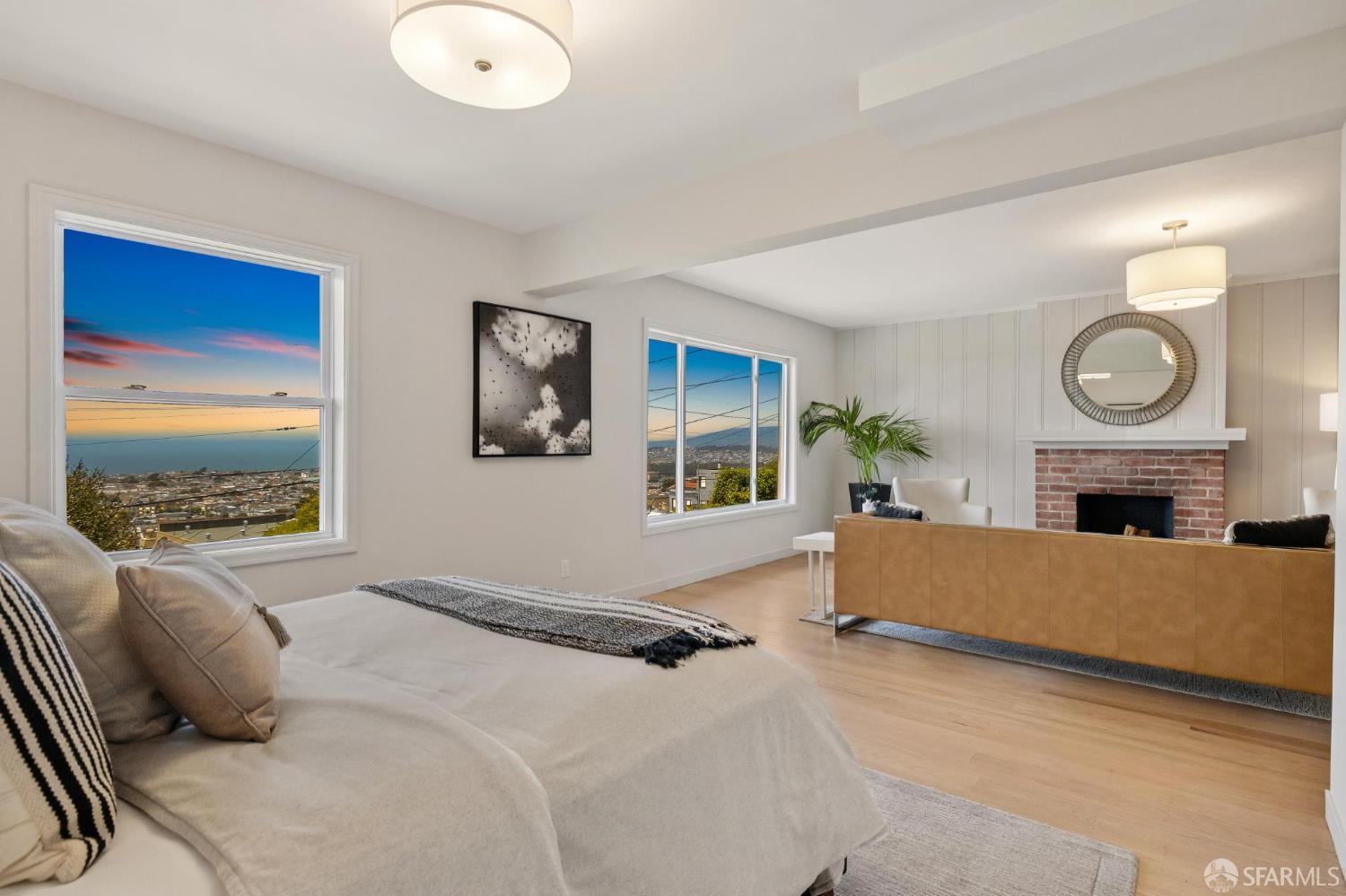 1867 15th Avenue San Francisco, CA 94122 - Photo 69 of 75 a bedroom with furniture and a fireplace