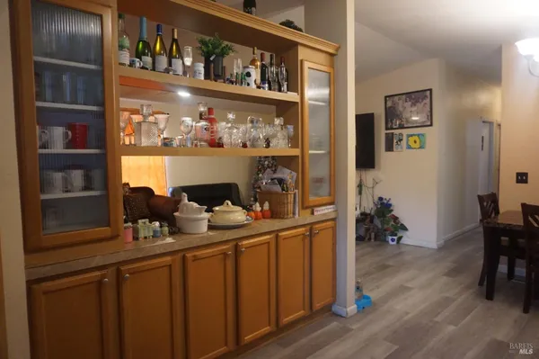 a kitchen with a sink and cabinets