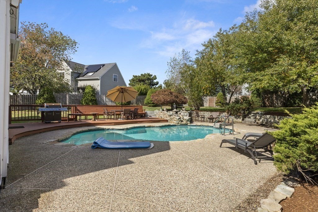 56 Skytop Road Ipswich, MA 01938 - Photo 7 of 42 a view of a swimming pool with a garden and plants