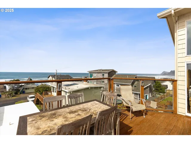 a view of a terrace with wooden floor