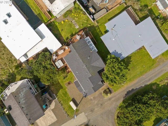 an aerial view of beach and ocean