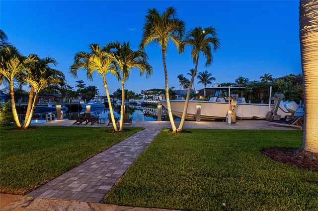 a view of a park with swings and slides