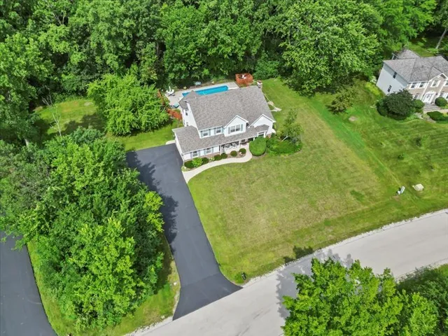 an aerial view of a house