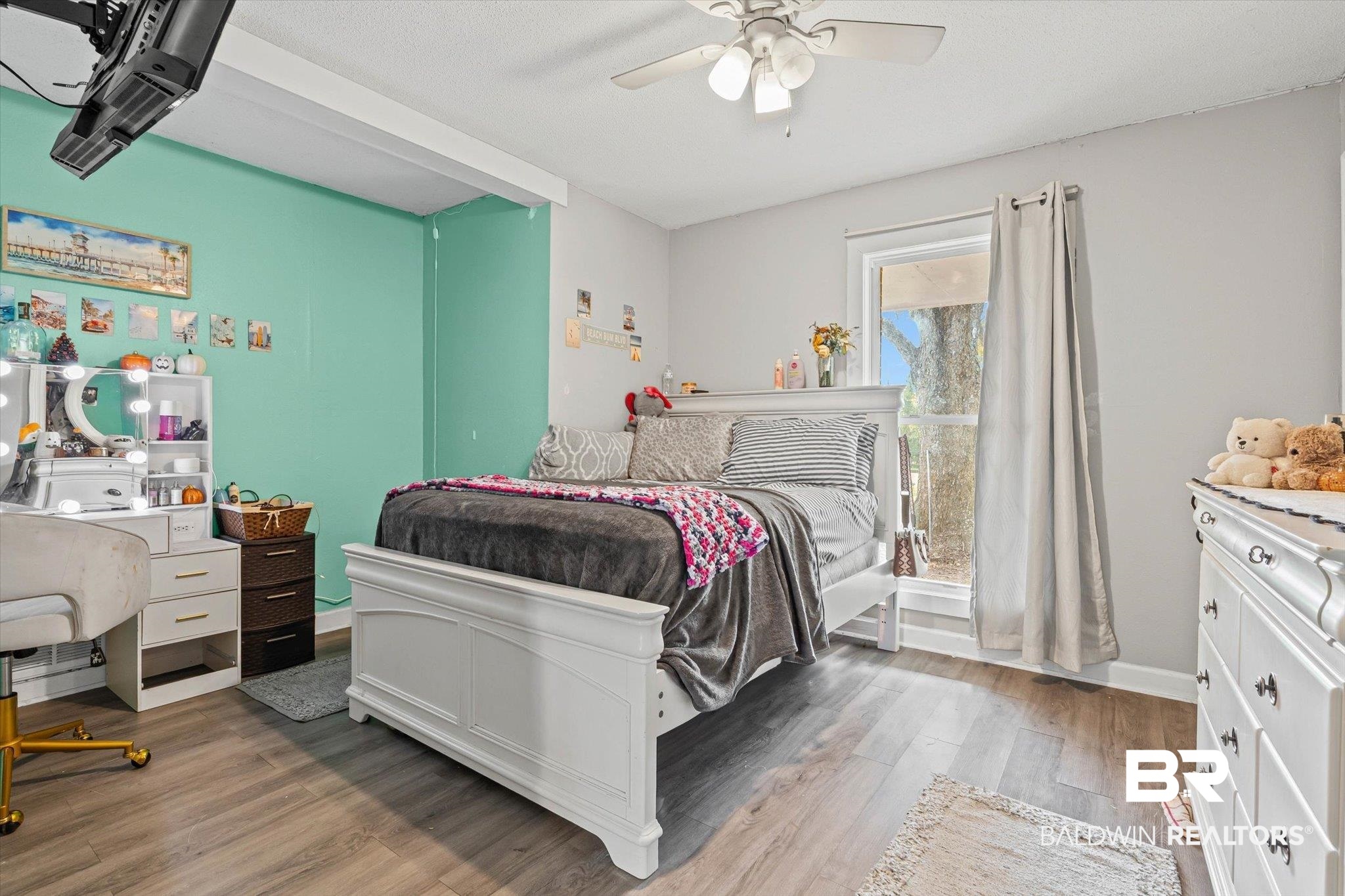 11440 Diffee Road Grand Bay, AL 36541 - Photo 16 of 22 Bedroom featuring light wood-style floors and ceiling fan
