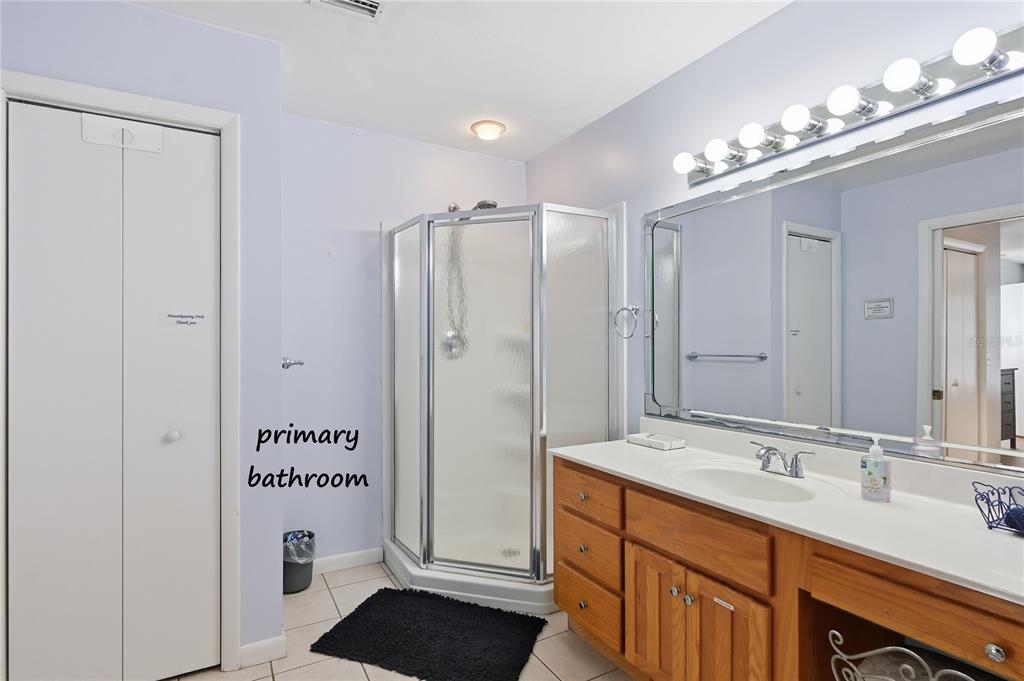 22205 North County Road 349 O'Brien, FL 32071 - Photo 12 of 73 a spacious bathroom with a shower a sink and a mirror