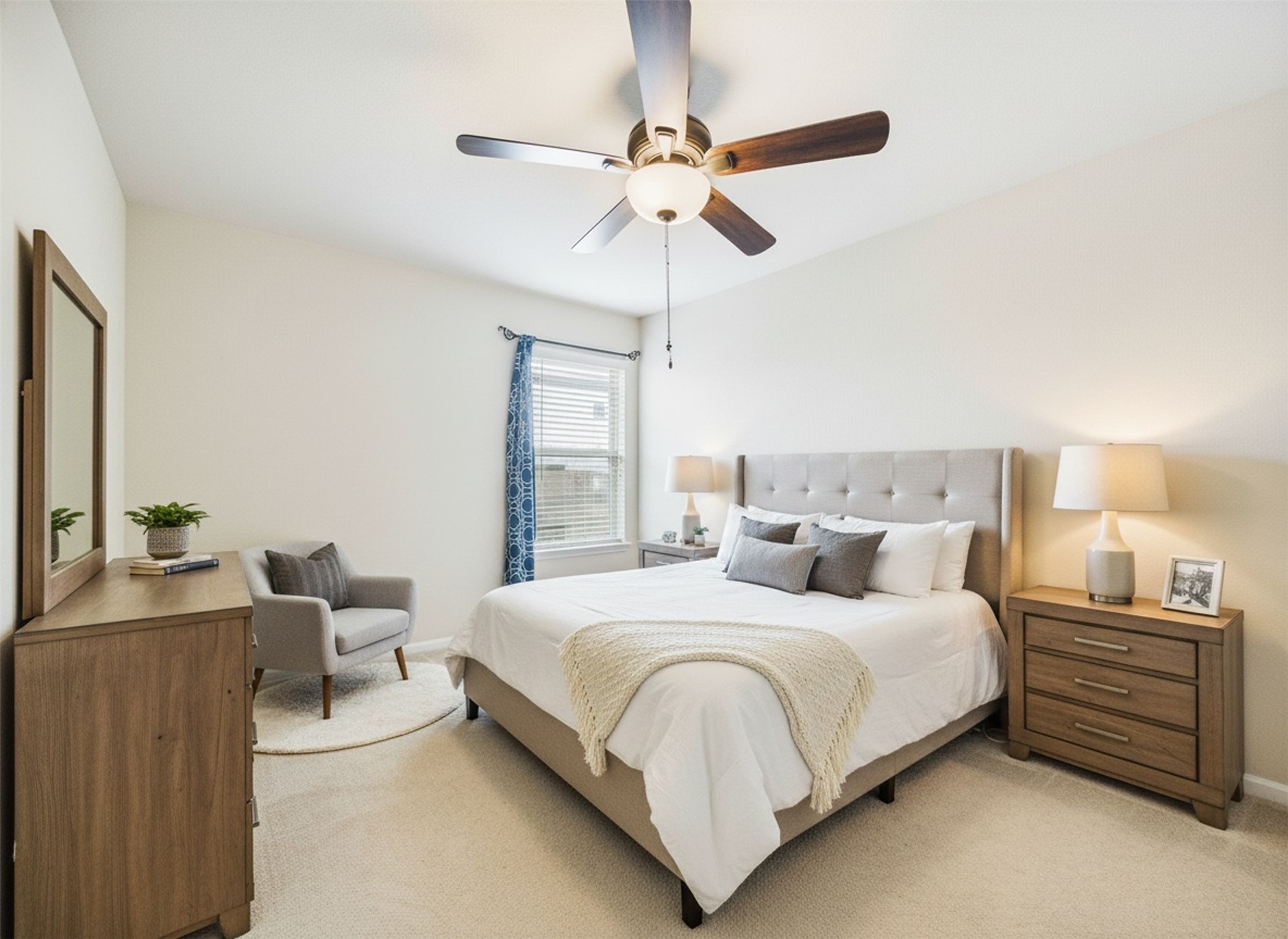 1237 Steed Bluff Drive Alvin, TX 77511 - Photo 33 of 50 a bedroom with a bed and a chandelier