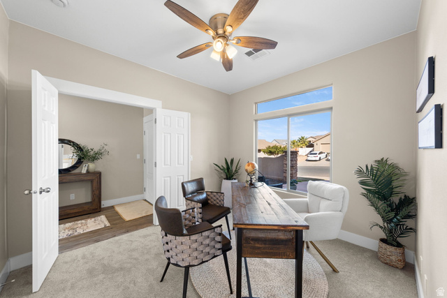 1570 South Rio Virgin Drive Washington, UT 84780 - Photo 9 of 71 Office featuring light colored carpet and a ceiling fan