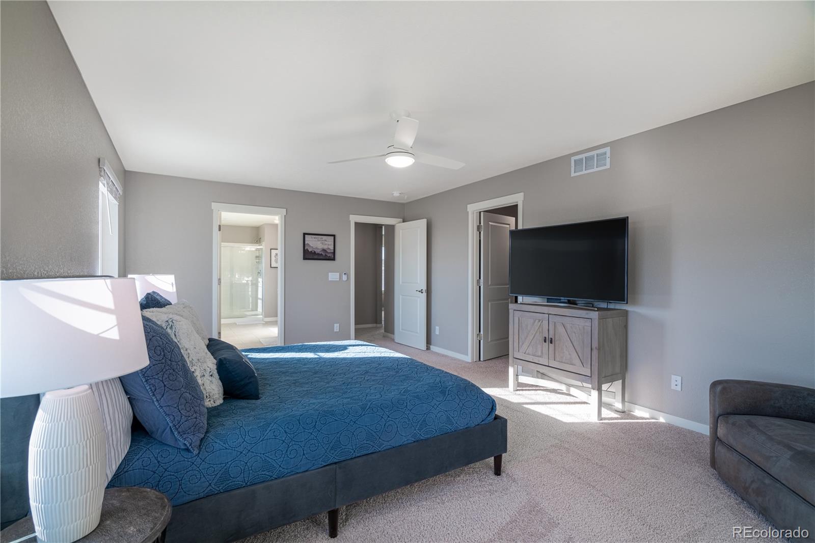 1521 Sun River Road Berthoud, CO 80513 - Photo 13 of 23 a bedroom with a bed and a flat screen tv