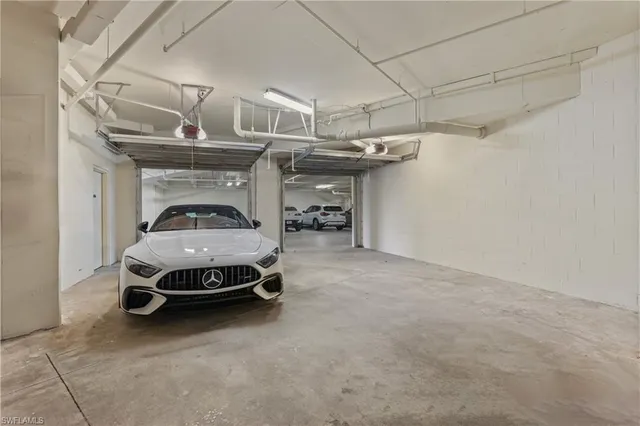a car parked in a garage