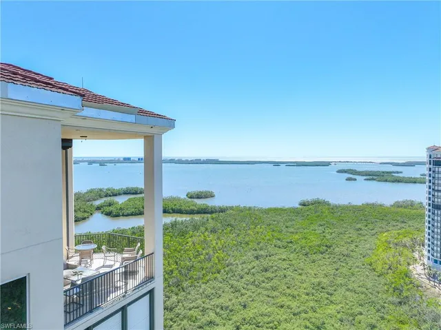 a view of a garden and mountain