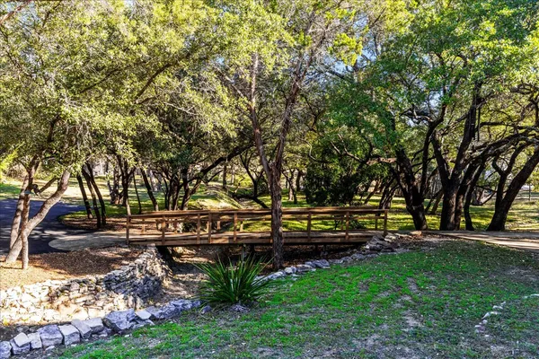 a view of park with bench and trees