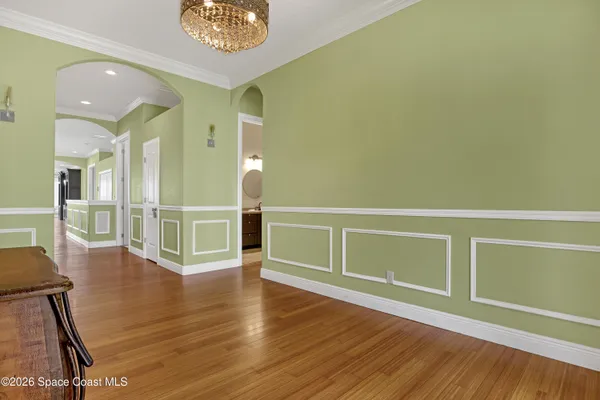 an aerial view of a house with a garden