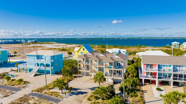 a view of a city with lawn chairs