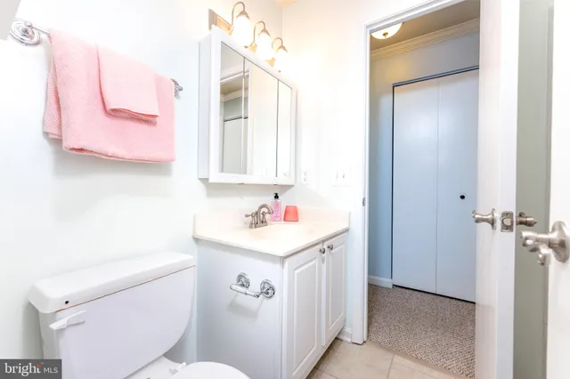 a bathroom with a sink toilet vanity and tub