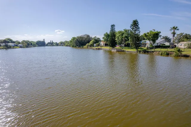 a view of a lake with houses