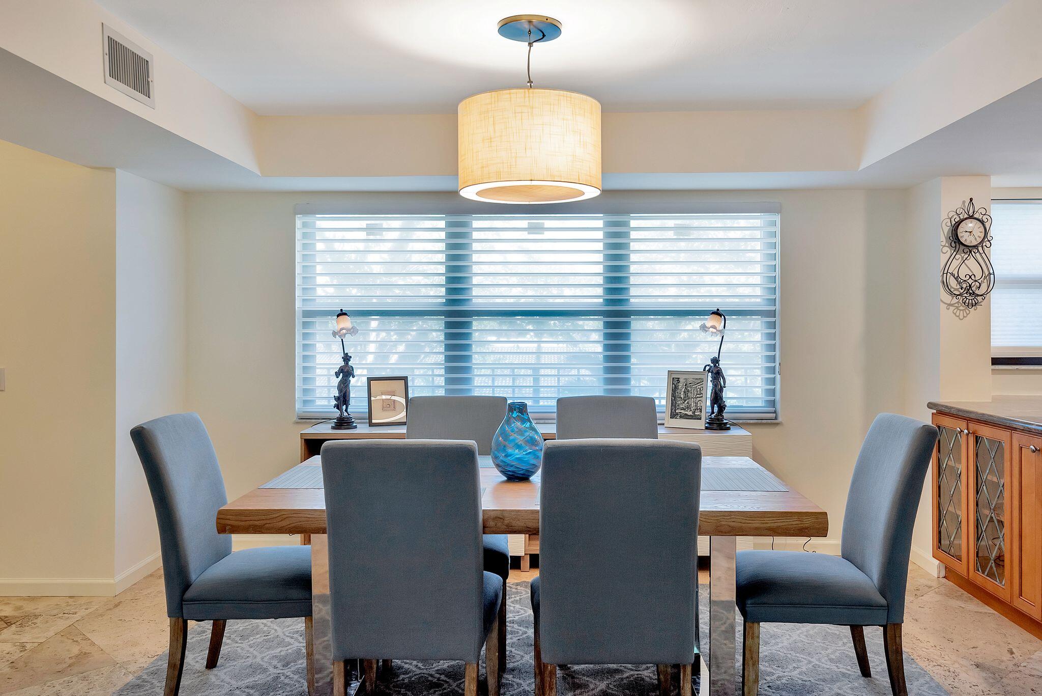 277 North Ocean Boulevard, Unit 2020 Boca Raton, FL 33432 - Photo 10 of 33 a view of a dining room with furniture and a window