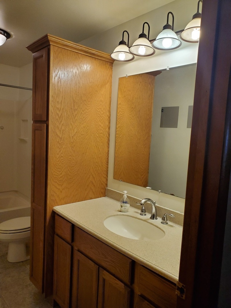 730 North 2853rd Road Utica, IL 61373 - Photo 12 of 23 a bathroom with a sink and mirror with toilet