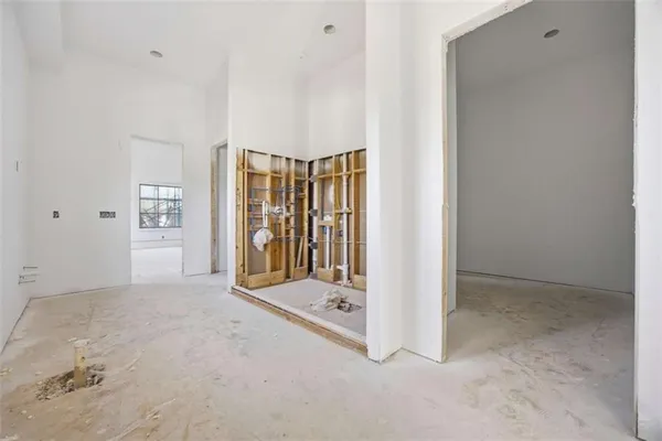 an empty room with windows