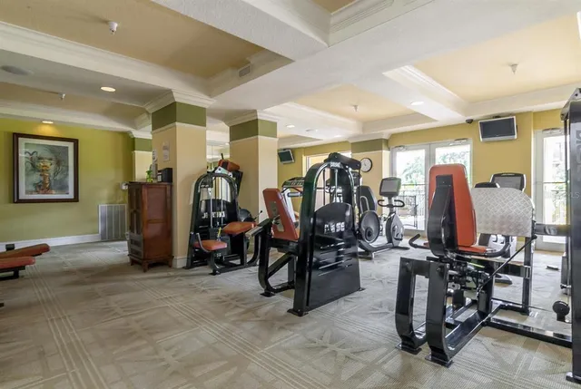 a view of a room with gym equipment