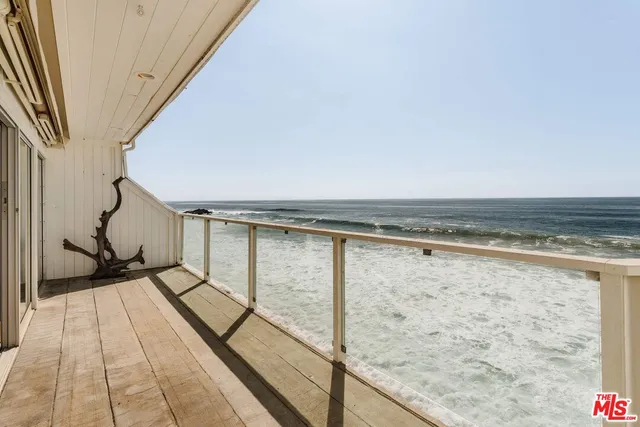 a view of ocean from a balcony