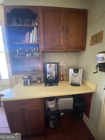 a living room with a fireplace