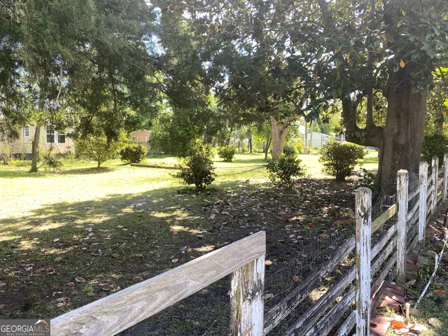 a view of a yard with plants