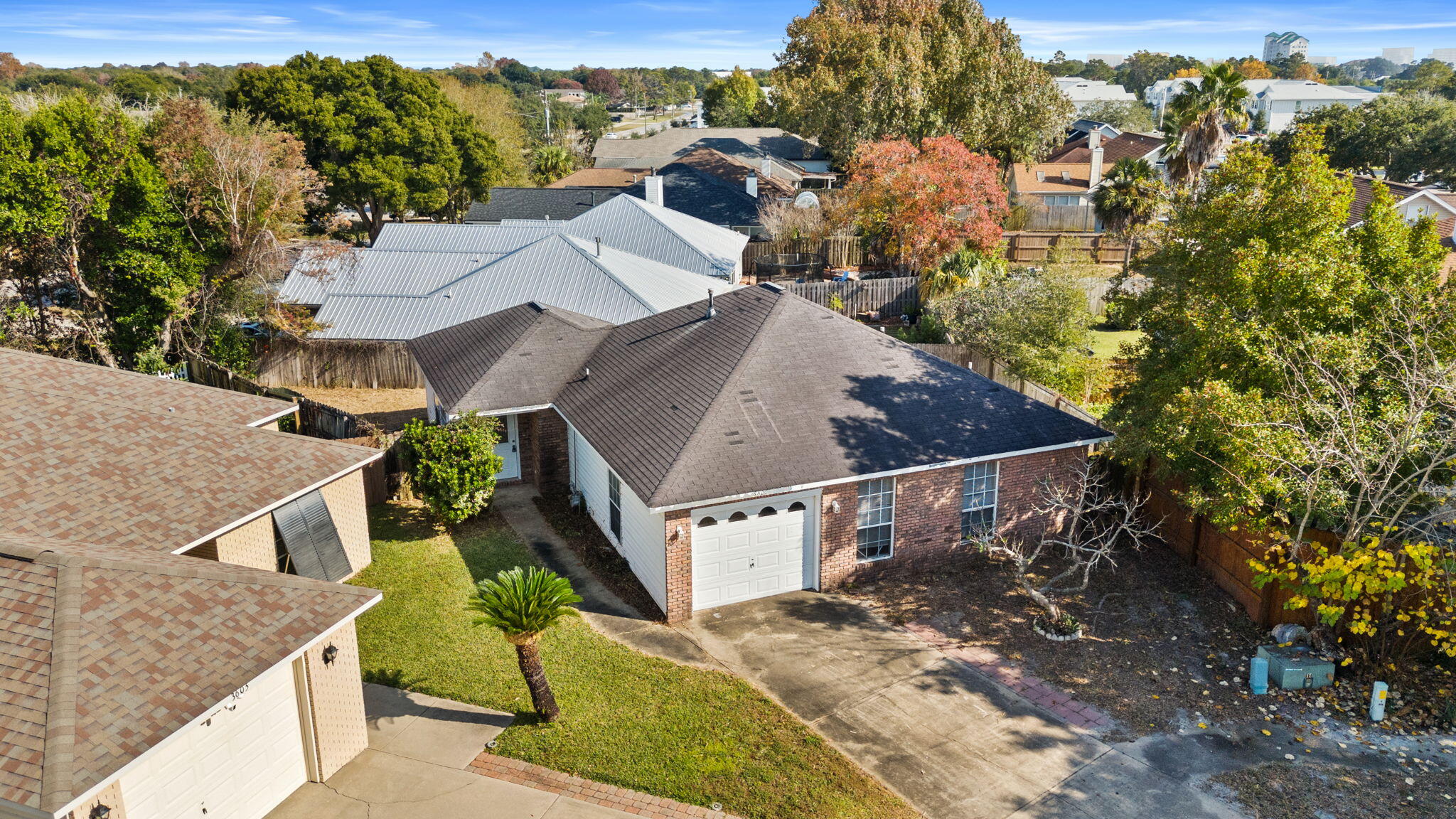 an aerial view of a house