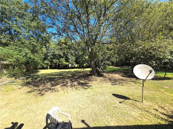 a swimming pool with a tree in the background