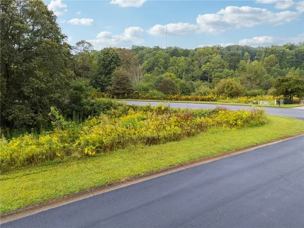 a view of a lake with a big yard