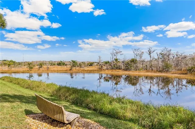 a view of a lake with outdoor space
