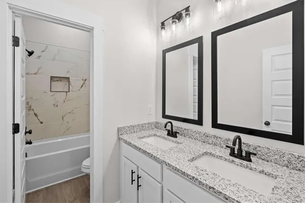 a bathroom with a bathtub