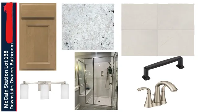 a bathroom with a shower and a mirror