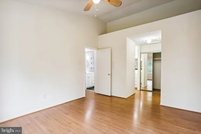 a view of a livingroom with wooden floor