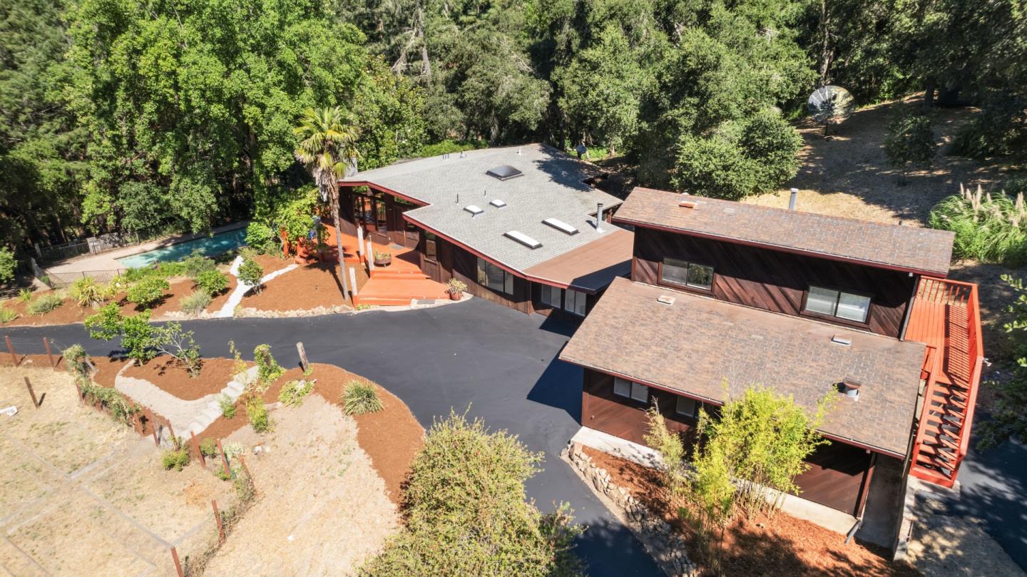 10845 Vineland Road Ben Lomond, CA 95005 - Photo 54 of 77 an aerial view of a house with a yard and balcony