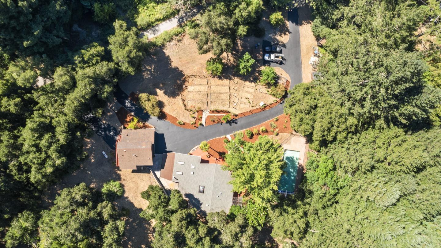 10845 Vineland Road Ben Lomond, CA 95005 - Photo 55 of 77 an aerial view of a house with a yard and garden