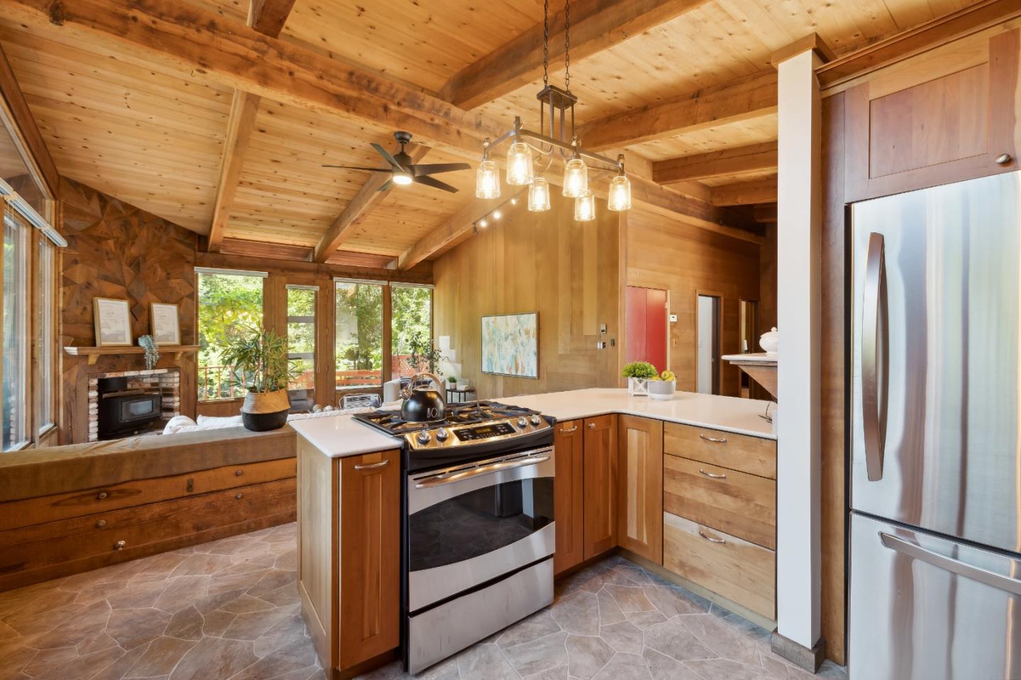 10845 Vineland Road Ben Lomond, CA 95005 - Photo 7 of 77 a kitchen that has a stove and a refrigerator