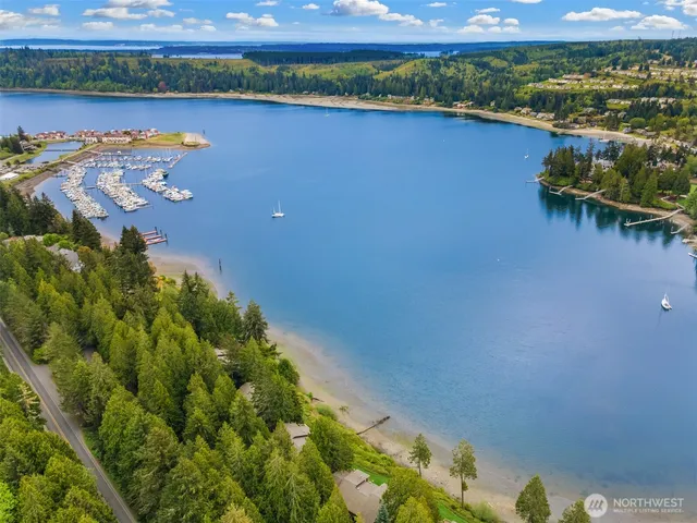 view of a lake with a mountain