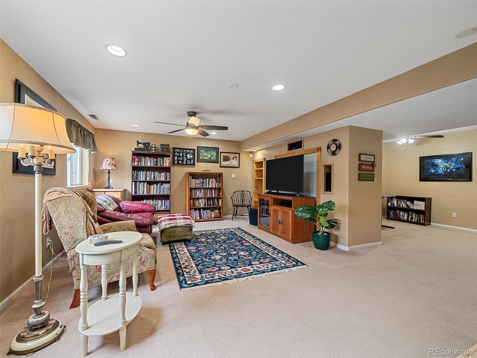 6523 Shannon Trail Highlands Ranch, CO 80130 - Photo 29 of 38 a living room with furniture and a flat screen tv