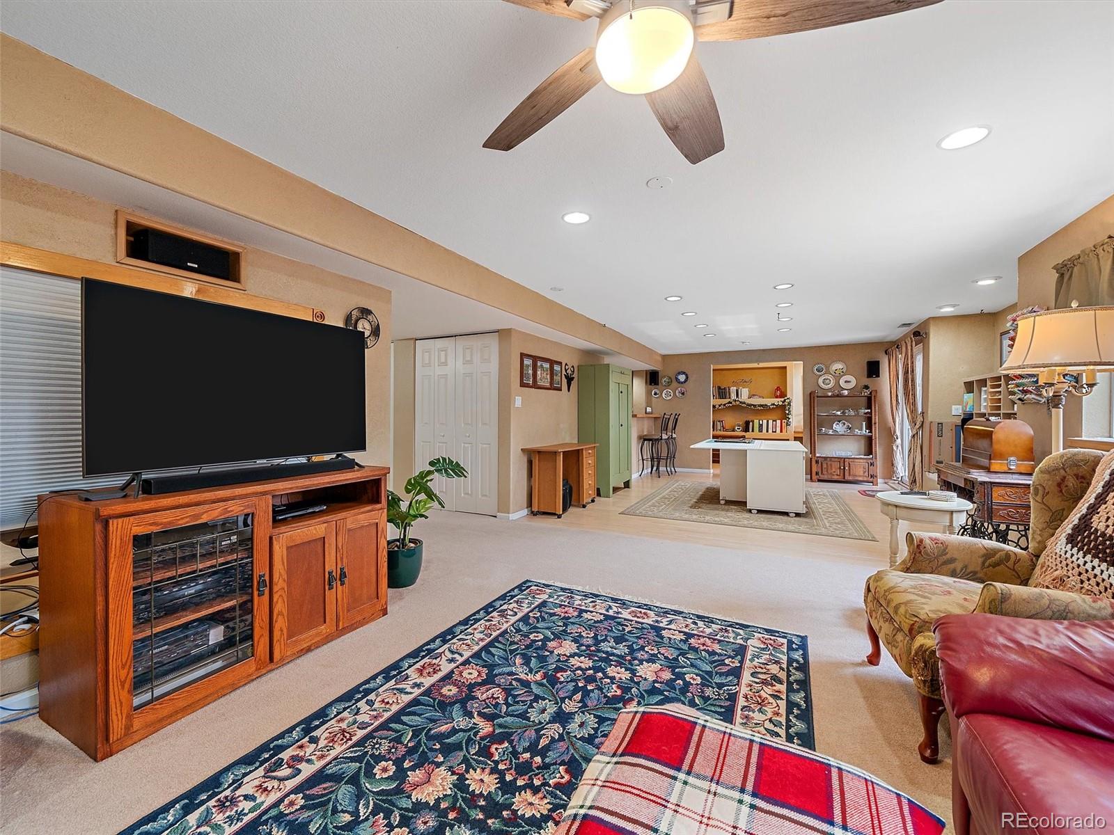 6523 Shannon Trail Highlands Ranch, CO 80130 - Photo 32 of 38 a living room with furniture and a flat screen tv