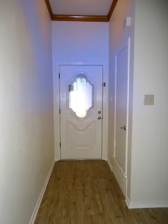 view of a room that has a mirror in it
