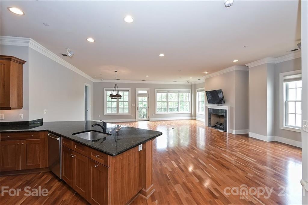 626 Queens Road, Unit 203 Charlotte, NC 28207 - Photo 25 of 48 a kitchen with granite countertop a sink and cabinets