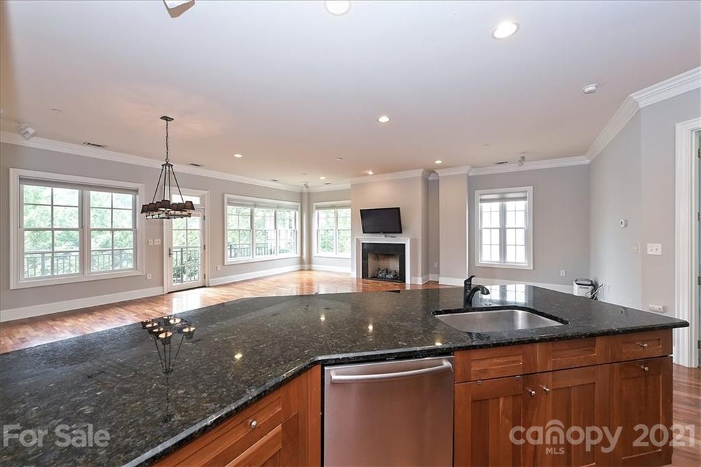 626 Queens Road, Unit 203 Charlotte, NC 28207 - Photo 26 of 48 a kitchen with granite countertop a sink and a granite counter top